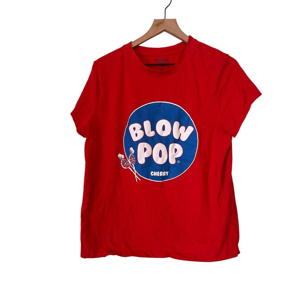 Tootsie Roll Womens Blow Pop Cherry Graphic Red Tee Shirt Size 2X